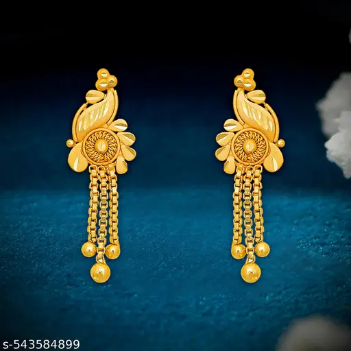 Earrings Golden Earrings Traditional Micron Gold Plated South Screw Back Premium Collection Earrings For Women And Girls ( Sale Pack Of 1 Pair)