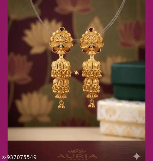 Golden jhumka earrings