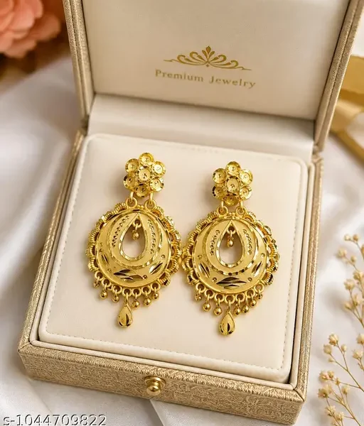 Elegant Gold Tone Designer Ethnic Earrings for Women and Girls