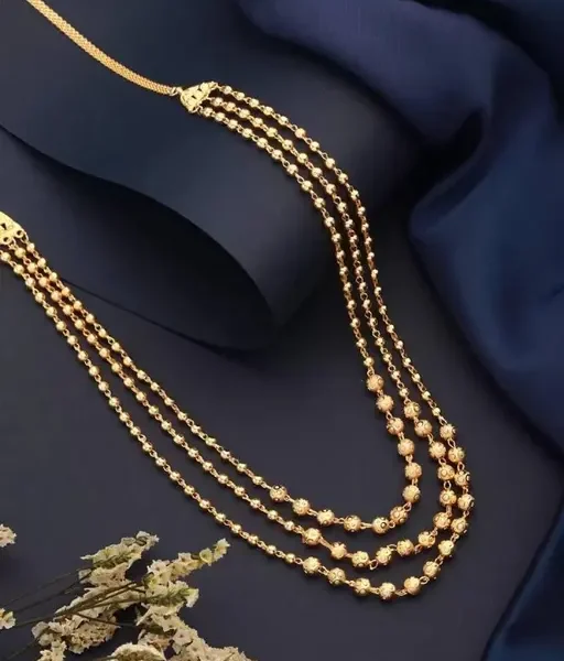Fanchy golden pleated mala 3 line for women