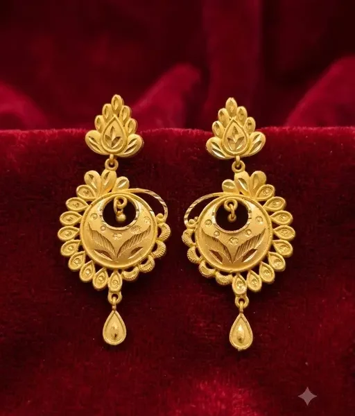 LUXURY LOOM Gold Plated Ethnic Chandbali Earrings for Women & Girls