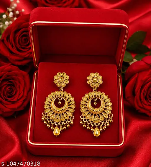 Premium Antique Gold Finish Statement Earrings